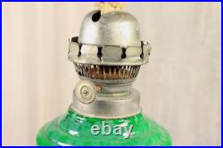 Antique Table Oil Lamp Czech Malachite Glass Heinrich Hoffman -Ships DDP to USA