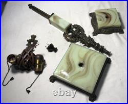 Antique Vaseline Lamp Socket Cluster Cast Iron Cherub Art Deco Fixture USA #F47