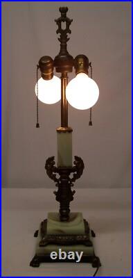 Antique Vaseline Lamp Socket Cluster Cast Iron Cherub Art Deco Fixture USA #F47