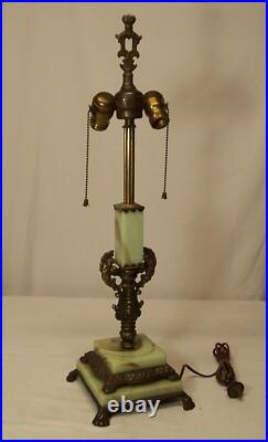 Antique Vaseline Lamp Socket Cluster Cast Iron Cherub Art Deco Fixture USA #F47