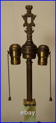 Antique Vaseline Lamp Socket Cluster Cast Iron Cherub Art Deco Fixture USA #F47