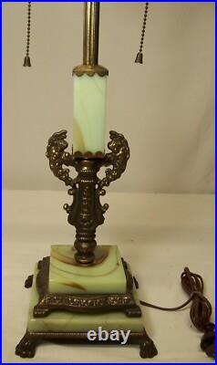 Antique Vaseline Lamp Socket Cluster Cast Iron Cherub Art Deco Fixture USA #F47
