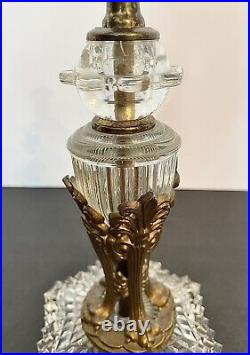 Antique Victorian Art Deco Nouveau Cast Metal & Glass Lamp Light Base Gold Gild