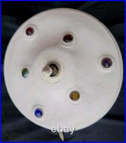 Antique Victorian Art Nouveau Deco Vtg Figural Lady Bronze Table Jewled Lamp