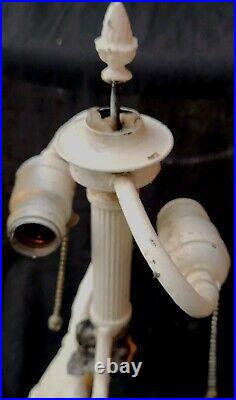 Antique Victorian Art Nouveau Deco Vtg Figural Lady Bronze Table Jewled Lamp