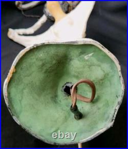 Antique Victorian Art Nouveau Deco Vtg Figural Lady Bronze Table Jewled Lamp