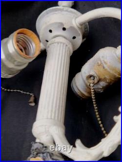 Antique Victorian Art Nouveau Deco Vtg Figural Lady Bronze Table Jewled Lamp