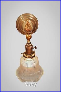 Antique Victorian Wall Sconce Art Deco Lamp with Holophane Steampunk Light