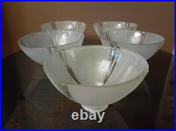 Antique Vintage 1920s 30s Glass Art Deco Nouveau Slip Shade Cup Shades Set Of 5