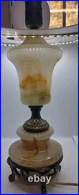 Antique Vintage Akro Agate Uranium Opaque Glass Table Lamp Brass HOUZZE