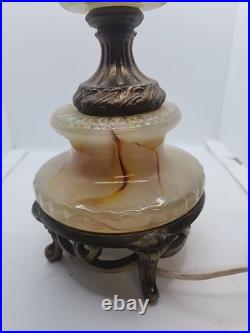Antique Vintage Akro Agate Uranium Opaque Glass Table Lamp Brass HOUZZE