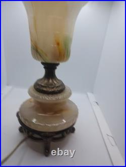 Antique Vintage Akro Agate Uranium Opaque Glass Table Lamp Brass HOUZZE