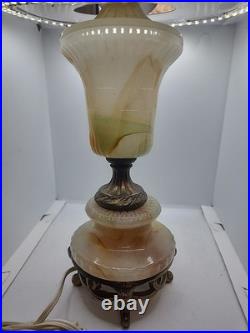 Antique Vintage Akro Agate Uranium Opaque Glass Table Lamp Brass HOUZZE