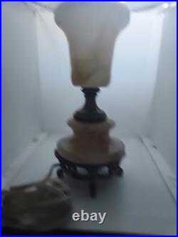 Antique Vintage Akro Agate Uranium Opaque Glass Table Lamp Brass HOUZZE