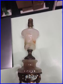 Antique Vintage Akro Agate Uranium Opaque Glass Table Lamp Brass HOUZZE