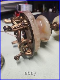 Antique Vintage Akro Agate Uranium Opaque Glass Table Lamp Brass HOUZZE