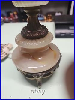 Antique Vintage Akro Agate Uranium Opaque Glass Table Lamp Brass HOUZZE