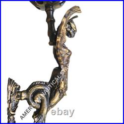 Antique Vintage Art Deco Brass Fire Glass Wall Sconces Nouveau Lamp Fixture