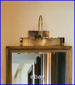 Antique Vintage Art Deco Brass & Glass Rod Light Fixture Wall Sconces Lamp