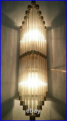 Antique Vintage Art Deco Brass & Glass Rod Wall Sconce Brass Wall Lamp On Sale
