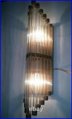 Antique Vintage Art Deco Brass & Glass Rod Wall Sconce Brass Wall Lamp On Sale