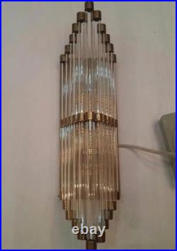 Antique Vintage Art Deco Brass & Glass Rod Wall Sconce Brass Wall Lamp On Sale