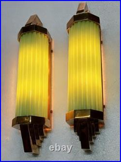Antique Vintage Art Deco Brass Green Glass Rod Ship Light Wall Sconces Lamp 1 PC