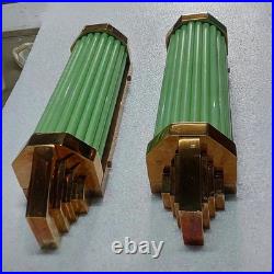 Antique Vintage Art Deco Brass Green Glass Rod Ship Light Wall Sconces Lamp 1 PC