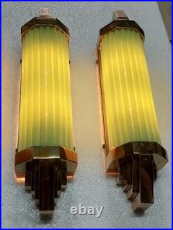 Antique Vintage Art Deco Brass Green Glass Rod Ship Light Wall Sconces Lamp 1 PC