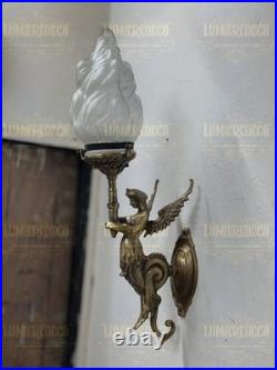 Antique Vintage Art Deco Brass Mermaid Wall Sconces Nouveau Lamp Fixture Light
