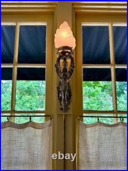 Antique Vintage Art Deco Brass Mermaid Wall Sconces Nouveau Lamp Fixture Light