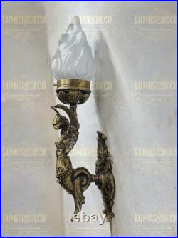 Antique Vintage Art Deco Brass Mermaid Wall Sconces Nouveau Lamp Fixture Light