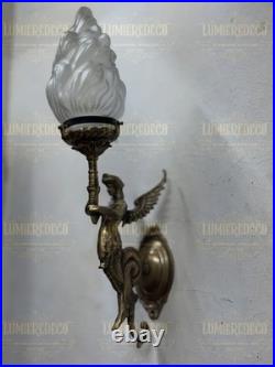Antique Vintage Art Deco Brass Mermaid Wall Sconces Nouveau Lamp Fixture Light