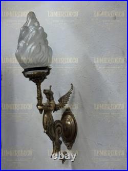 Antique Vintage Art Deco Brass Mermaid Wall Sconces Nouveau Lamp Fixture Light