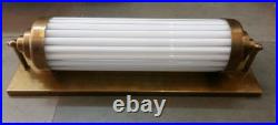 Antique Vintage Art Deco Brass & Milk Glass Rod Light Fixture Wall Sconces Lamp