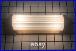 Antique Vintage Art Deco Brass & Milk Glass Rod Light Fixture Wall Sconces Lamp