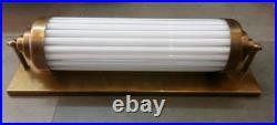Antique Vintage Art Deco Brass & Milk Glass Rod Light Fixture Wall Sconces Lamp