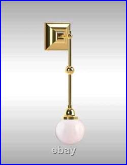 Antique Vintage Art Deco Brass Wall Sconce Old Lamp with Milk Glass Ship Light