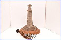 Antique Vintage Art Deco Figural Lighthouse Light House Table Lamp 14 tall VTG