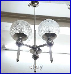 Antique Vintage Art Deco Hanging Nickel Ceiling Fixture Light Chandelier Lamp