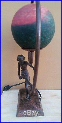 Antique Vintage Art Deco Metal Nude Girl Lamp. Frankart WORKS