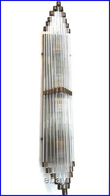 Antique Vintage Art Deco Skyscraper Brass Glass Rod Ship Light Wall Sconces Lamp
