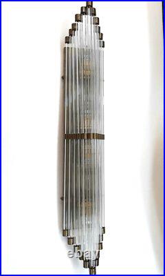 Antique Vintage Art Deco Skyscraper Brass Glass Rod Ship Light Wall Sconces Lamp