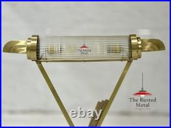 Antique Vintage Art Deco Skyscraper Brass & Glass Rod Table Lamp Light Fixture