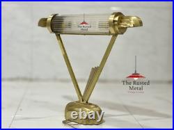 Antique Vintage Art Deco Skyscraper Brass & Glass Rod Table Lamp Light Fixture