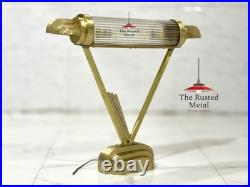 Antique Vintage Art Deco Skyscraper Brass & Glass Rod Table Lamp Light Fixture
