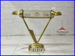 Antique Vintage Art Deco Skyscraper Brass & Glass Rod Table Lamp Light Fixture