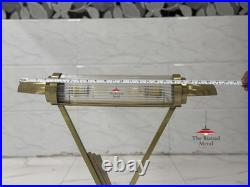 Antique Vintage Art Deco Skyscraper Brass & Glass Rod Table Lamp Light Fixture