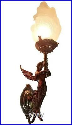 Antique Vintage Brass Mermaid Wall Sconce Lamp Art Deco Nautical Mermaid Light