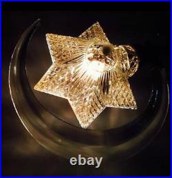 Antique Vintage Brass Star & Crescent Moon Hanging Light F & C Osler Glass Lamp